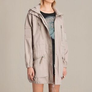 All Saints Skyler Parka Dusty Pink Long Cargo Jacket NWT Anorak Coat Sz XS